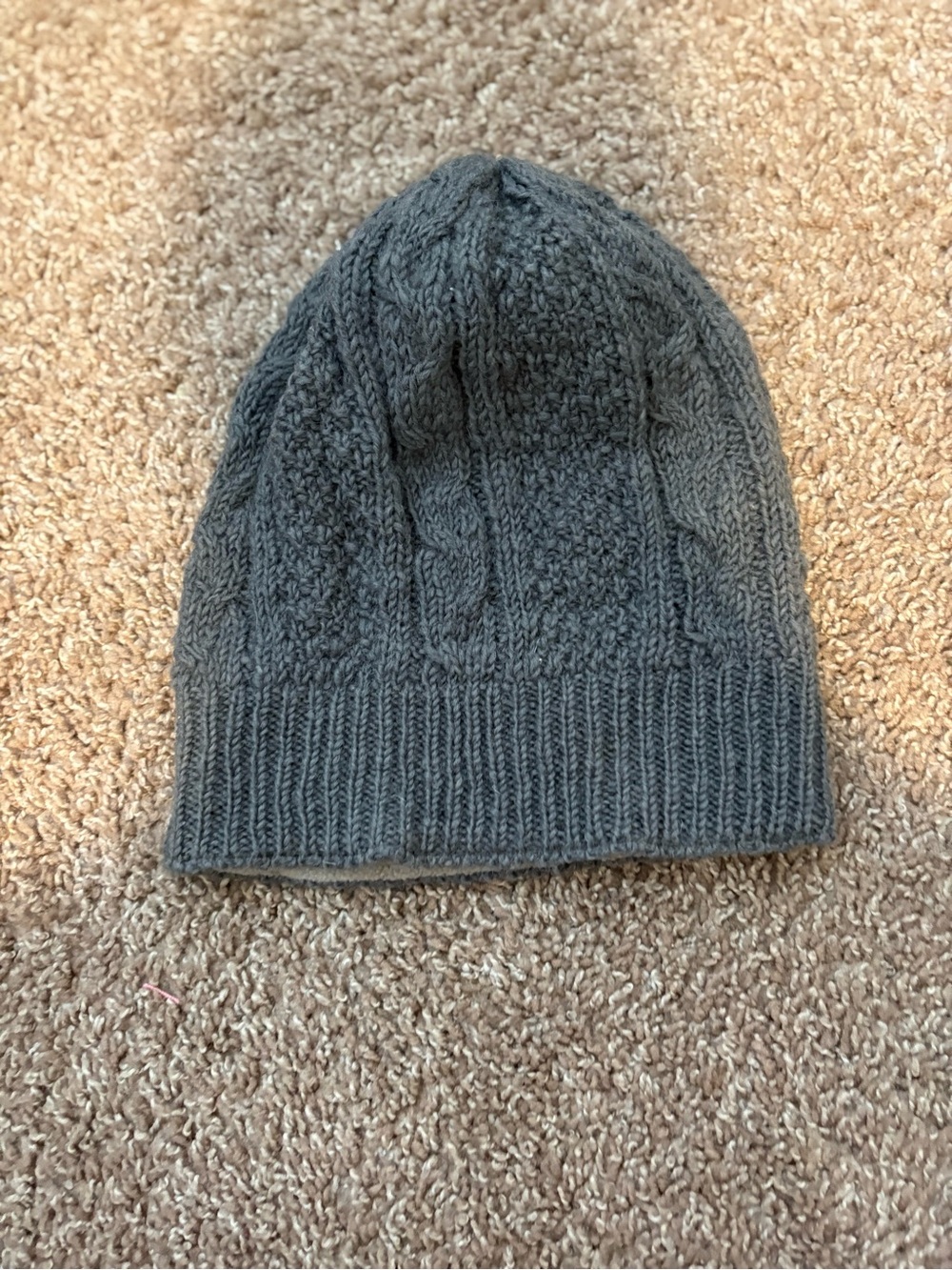 Gray Cable Knit Beanie